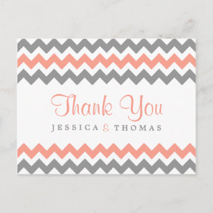 The Modern Chevron Wedding Collection- Pink & Grey Postcard