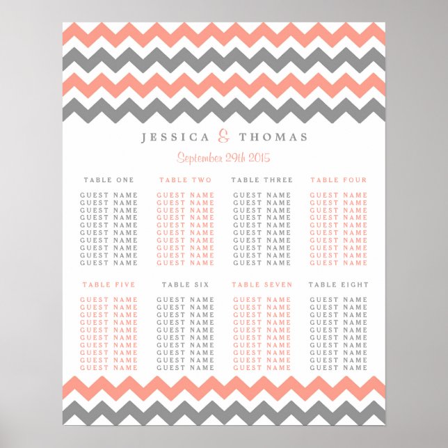 The Modern Chevron Wedding Collection- Pink & Grey Poster (Front)