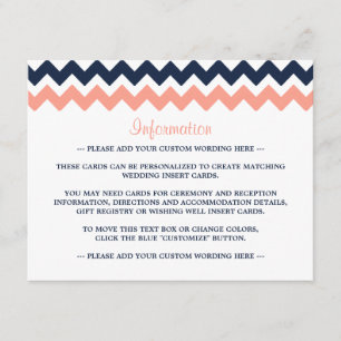 The Modern Chevron Wedding Collection- Pink & Navy Enclosure Card