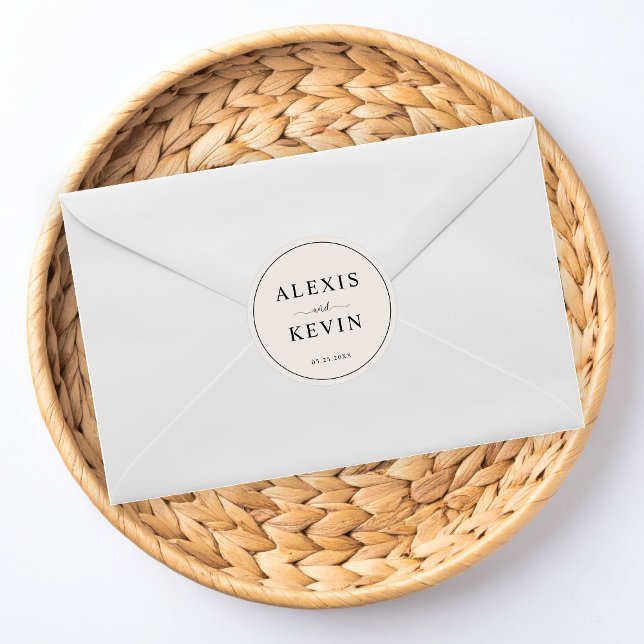 The Modern Neutral Wedding  Classic Round Sticker (Creator Uploaded)