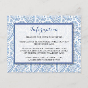The Modern Paisley Wedding Collection - Blue Enclosure Card