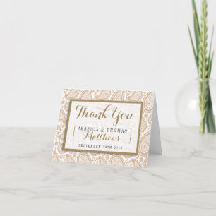 The Modern Paisley Wedding Collection - Brown Thank You Card