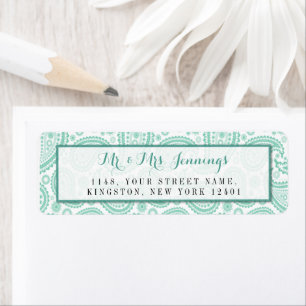 The Modern Paisley Wedding Collection - Green Return Address Label