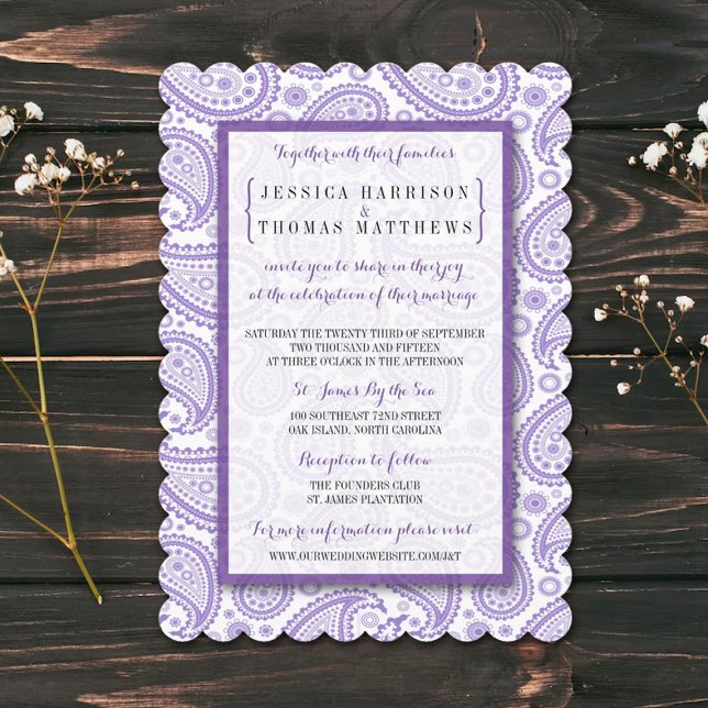 The Modern Paisley Wedding Collection - Purple Invitation (Creator Uploaded)