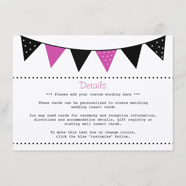 The Modern Pink Bunting Wedding Collection Enclosure Card (Front)
