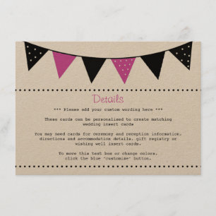 The Modern Pink Bunting Wedding Collection Enclosure Card