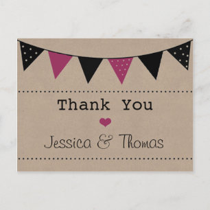 The Modern Pink Bunting Wedding Collection Postcard