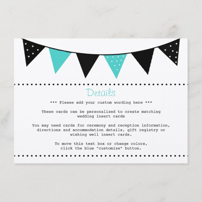 The Modern Turquoise Bunting Wedding Collection Enclosure Card (Front)