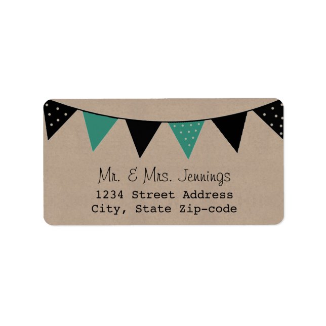 The Modern Turquoise Bunting Wedding Collection Label (Front)
