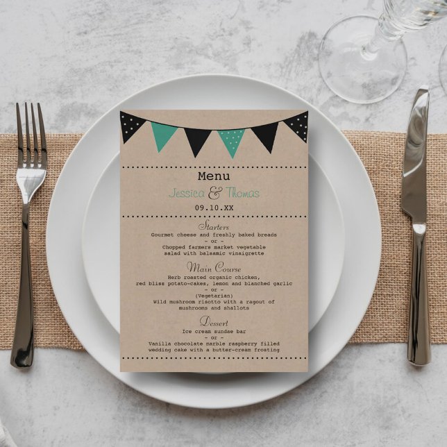 The Modern Turquoise Bunting Wedding Collection Menu (Creator Uploaded)