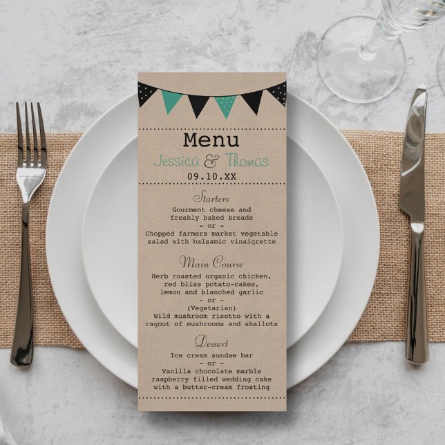 The Modern Turquoise Bunting Wedding Collection Menu (Creator Uploaded)