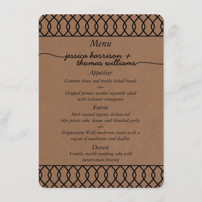The Modern Whimsical Kraft Wedding Collection Menu (Front)