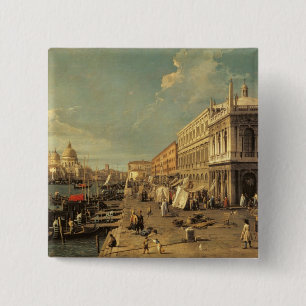 The Molo and the Zecca, Venice (oil on canvas) 15 Cm Square Badge