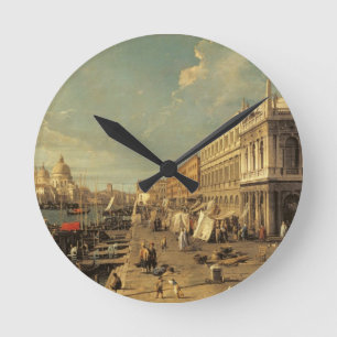 The Molo and the Zecca, Venice (oil on canvas) Round Clock