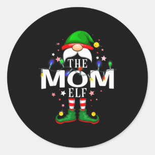 The Mom Elf Christmas Family Pajama Party  Classic Round Sticker