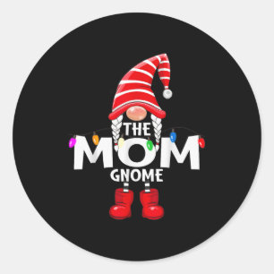 The Mom Gnome Christmas Matching Pajama  Classic Round Sticker