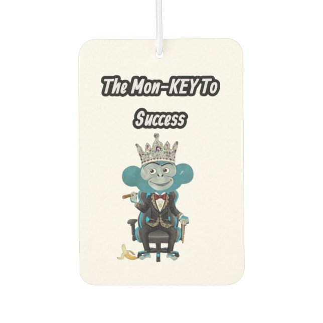 The mon-key to success car air freshener (Front)