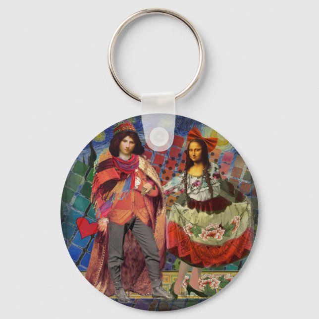 The Mona Lisa in Love Key Ring (Front)