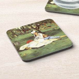 The Monet family in their garden Edouard Manet Coaster