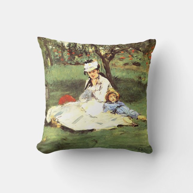  The Monet family in their garden Edouard Manet  Cushion (Front)