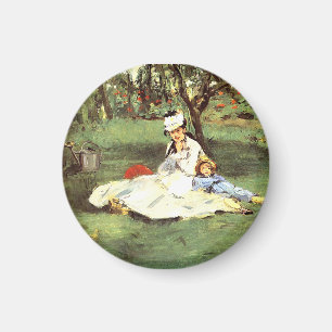 The Monet family in their garden Edouard Manet Magnet
