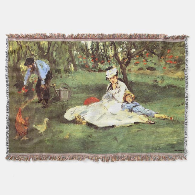  The Monet family in their garden Edouard Manet   Throw Blanket (Front)