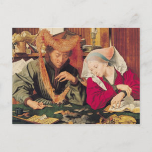 The Money Changer and his Wife, 1539 Postcard