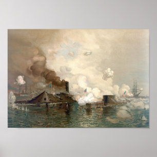 The Monitor and Merrimac Battle of Hampton Roads Poster