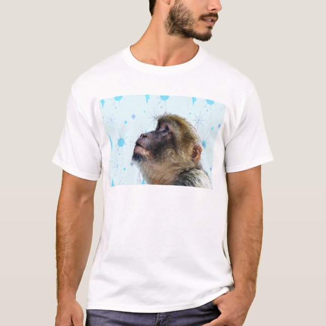 The Monkey Looks At Mid Century Modern Wallpaper T-Shirt (Front)