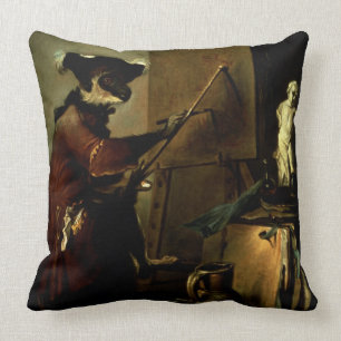 The Monkey Painter, 1740 (oil on canvas) Cushion