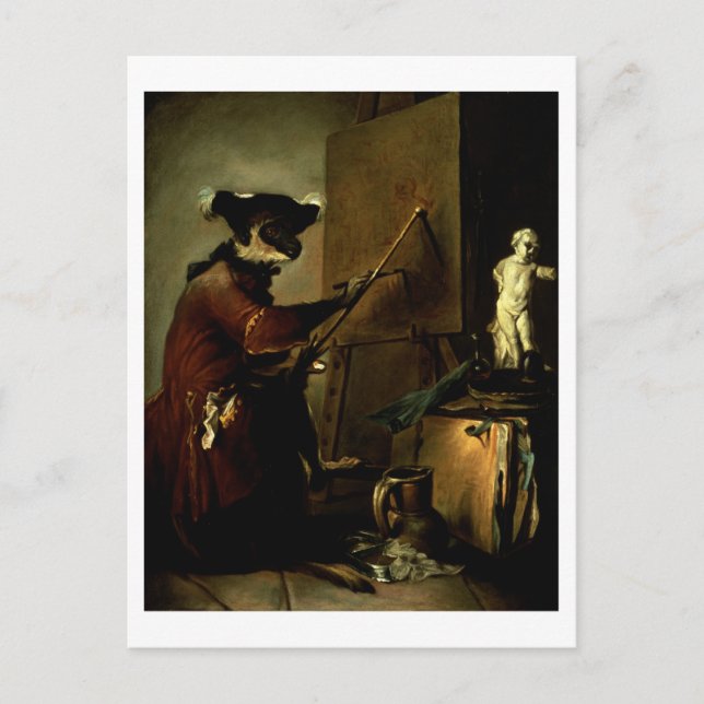 The Monkey Painter, 1740 (oil on canvas) Postcard (Front)