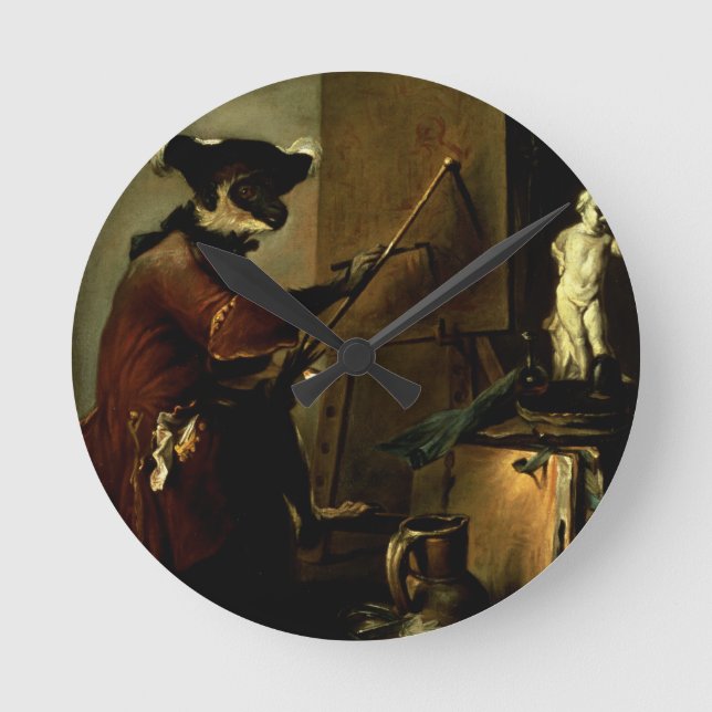 The Monkey Painter, 1740 (oil on canvas) Round Clock (Front)