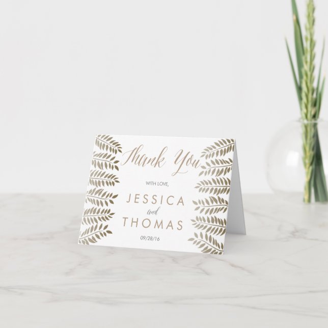 The Monochrome Fern Woodland Wedding Collection Thank You Card (Front)