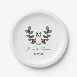 The Monogram Berry Bush Wedding Collection Paper Plate