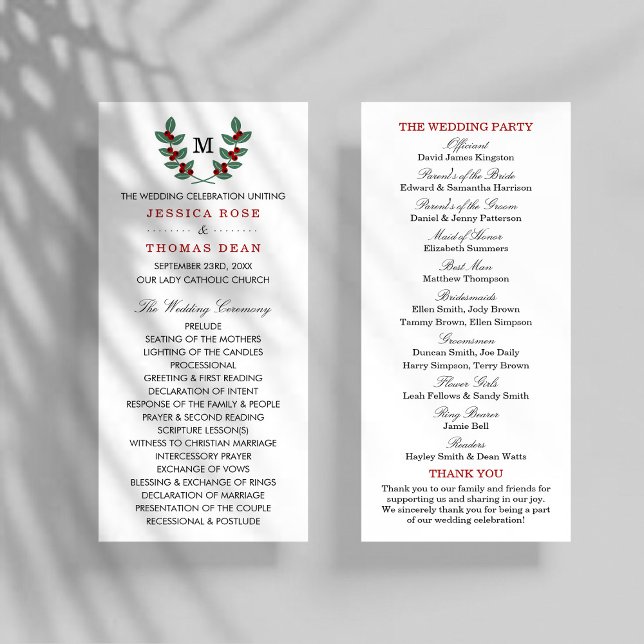 The Monogram Berry Bush Wedding Collection Program Rack Card (Creator Uploaded)