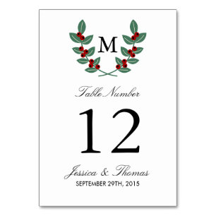 The Monogram Berry Bush Wedding Collection Table Number