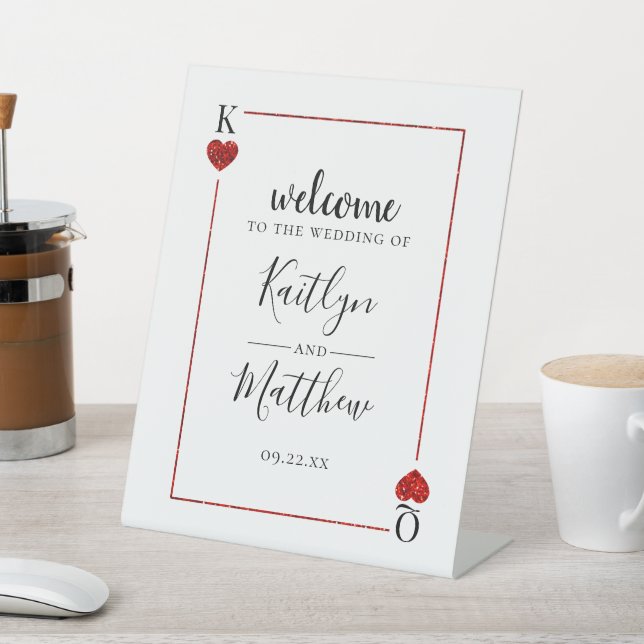 The Monogram Playing Card Wedding Collection Pedestal Sign (In SItu)