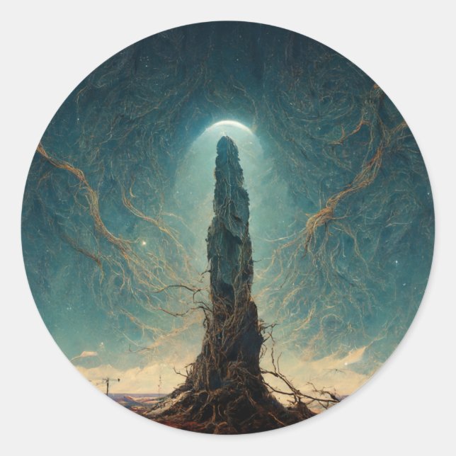 The Monolith 2 Fantasy Sci-Fi Art Classic Round Sticker (Front)