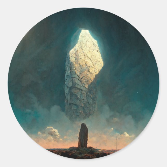 The Monolith 3 Fantasy Sci-Fi Classic Round Sticker (Front)