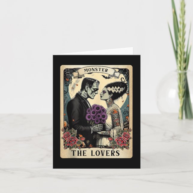 The Monster Frankenstein And Bride The Lovers Taro Card (Front)