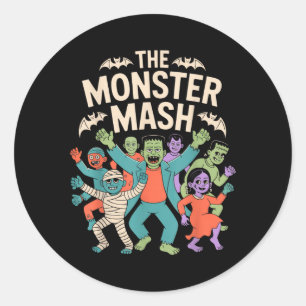 The Monster Mash Halloween Dance Party Cute Retro Classic Round Sticker