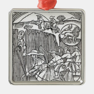 The Month of August, from a shepherd's calendar Metal Ornament