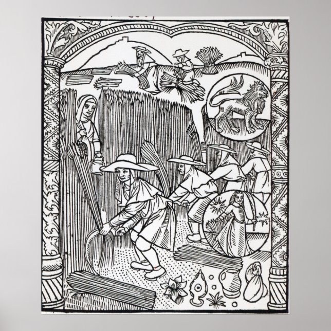 The Month of August, from a shepherd's calendar Poster (Front)