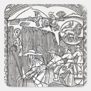 The Month of August, from a shepherd's calendar Square Sticker