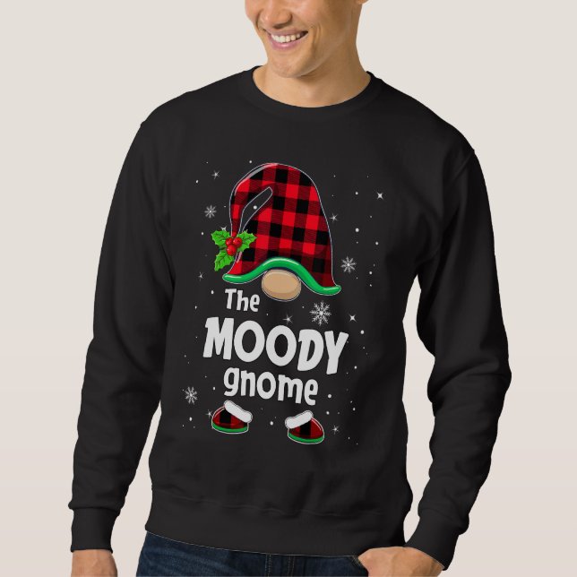 The Moody Gnome Buffalo Plaid Christmas Matching F Sweatshirt (Front)