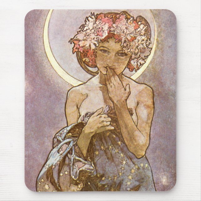 The Moon ~ Alphones Mucha Mousepad (Front)