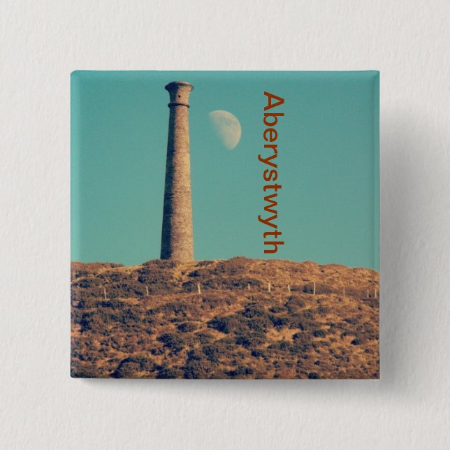 The Moon and a Tower: Aberystwyth 15 Cm Square Badge (Front)
