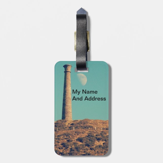 The Moon and a Tower: Aberystwyth Luggage Tag (Back Vertical)