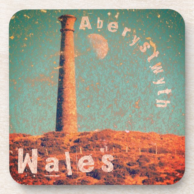 The Moon and a Tower Monument: Aberystwyth, Wales Coaster (Front)
