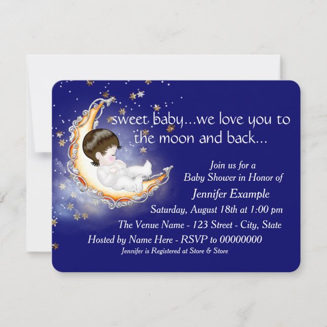 The Moon and Back Baby Boy Shower Invitation (Front)